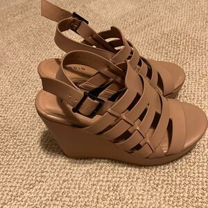 Torrid Size 9W Nude PU Caged Platform Wedge